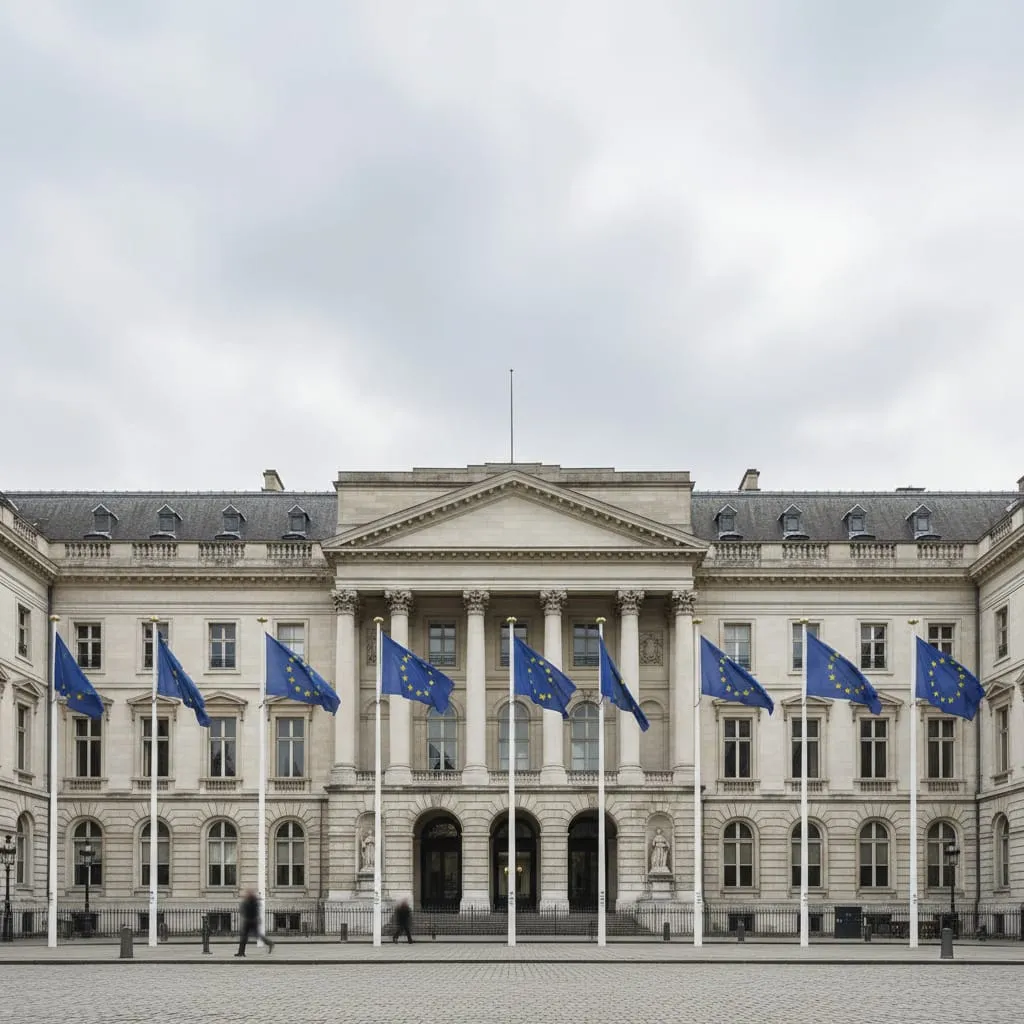 Europaflaggor utanför ECB:s huvudkontor