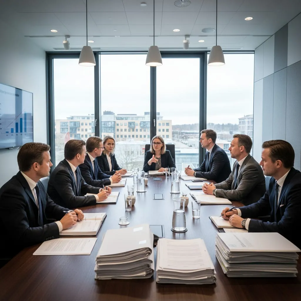 Förhandlingsmöte mellan parter i konferensrum